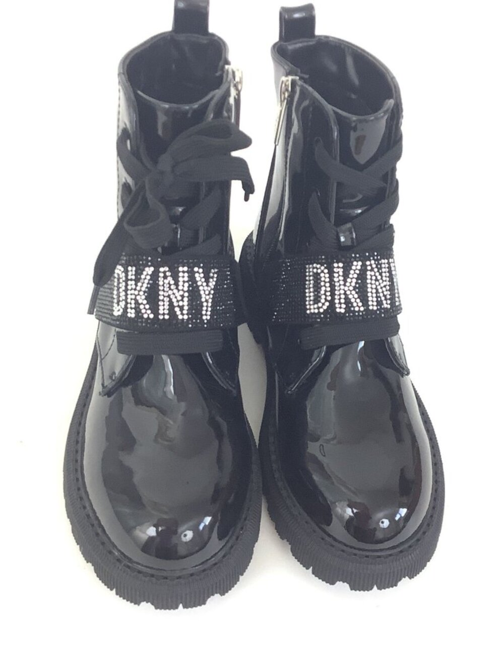 DKNY Black Patent Lug Sole Goth Boots Women's Size 6.5 Never Worn